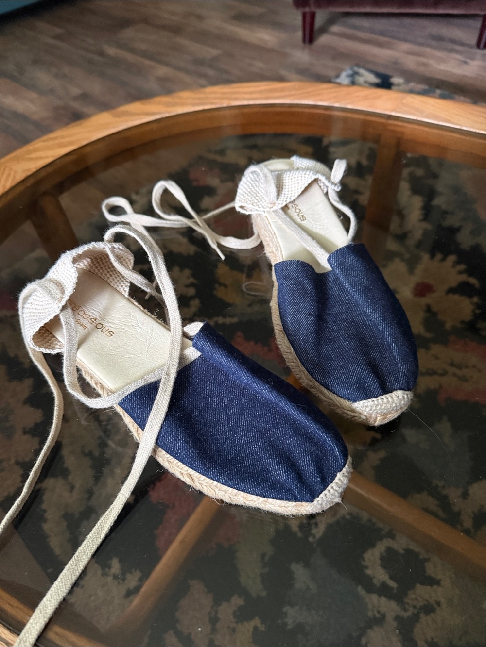 Woman’s Navy Espadrille Lace-Up Flats